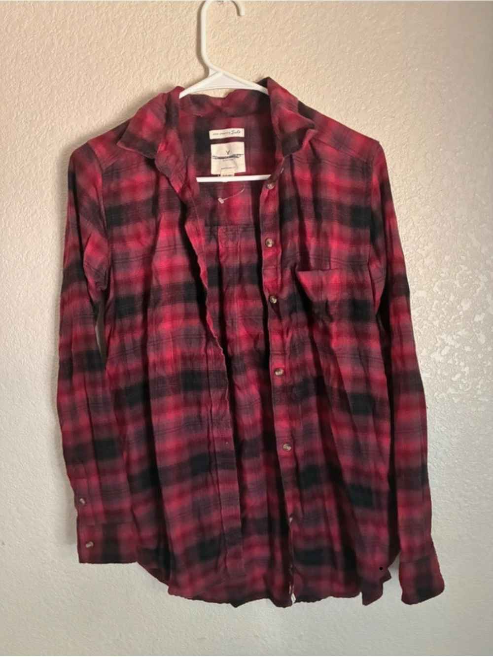 Women’s Red Plaid Button-Up Shirt